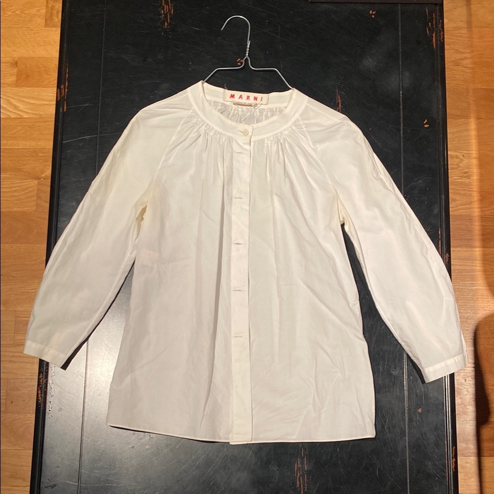 MARNI White Vintage Button Down Women’s Blouse Sz 38 XS 100% Cotton